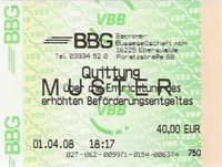 Quittung &uuml;ber die Entrichtung des erh&ouml;hten Bef&ouml;rderungsentgeltes