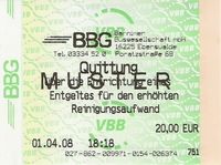 Quittung &uuml;ber die Entrichtung eines Entgeltes f&uuml;r den erh&ouml;hten Reinigungsaufwand