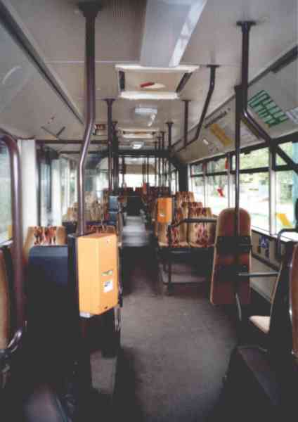 Passenger room of the articulated trolleybus of the Austrian type ÖAF Gräf & Stift NGE 152 M17