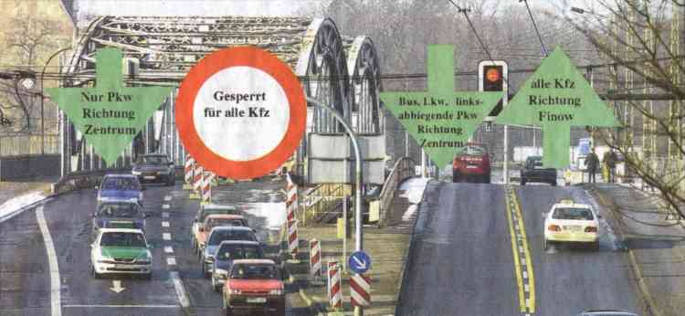 Geänderte Verkehrsführung auf der Eisenbahnbrücke