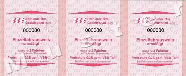 Mehrfahrtenkarte mit 6 Einzelfahrausweisen Ermäßigungstarif