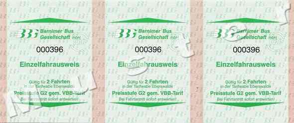 Mehrfahrtenkarte mit 6 Einzelfahrausweisen Regeltarif