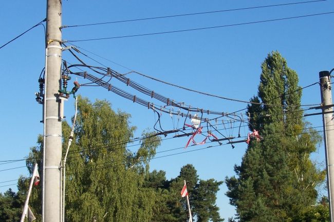 Oberleitungsschaden auf dem Betriebshof Nordend