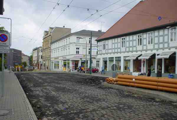 Blick auf die Baustelle n der Friedrich-Ebert-Straße