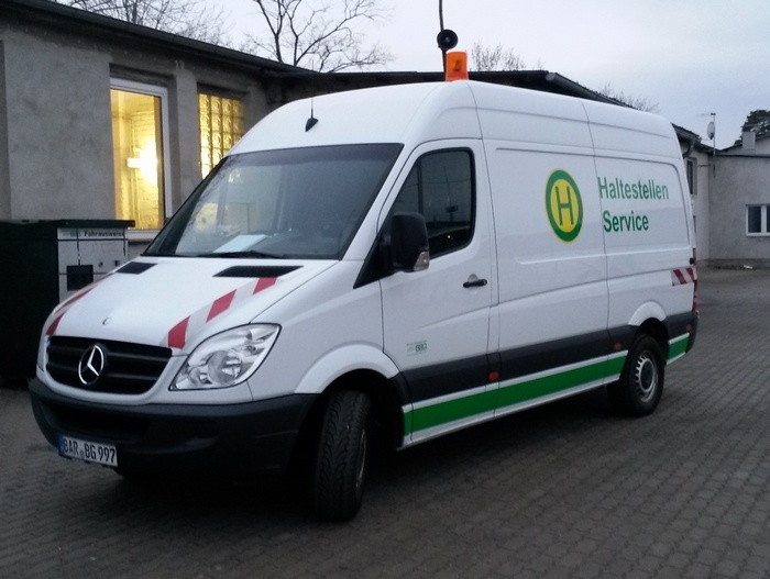 Wartungsfahrzeug für Haltestellen vom Typ MB Sprinter CDI 313 auf dem Betriebshof Eberswalde