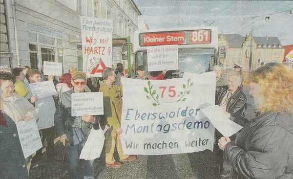 Montagsdemo stoppt Obus-Verkehr am 27.03.2006