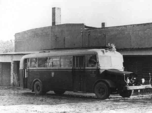 Karosserie des Obus Nr. 01(I) auf LKW-Fahrgestell vom Typ Daimler-Benz