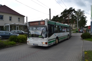 Mit der Einfahrt des Gelenkobusses 011 in den Betriebshof Eberswalde Nordend endet der letzte offizielle Einsatz eines Gelenkobusses vom österreichischem Typ ÖAF Gräf & Stift NGE 152 M17 in Eberswalde.