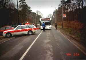 Tragischer Unfall mit dem Gelenkobus 029 in
Nordend am 24.02.2000
