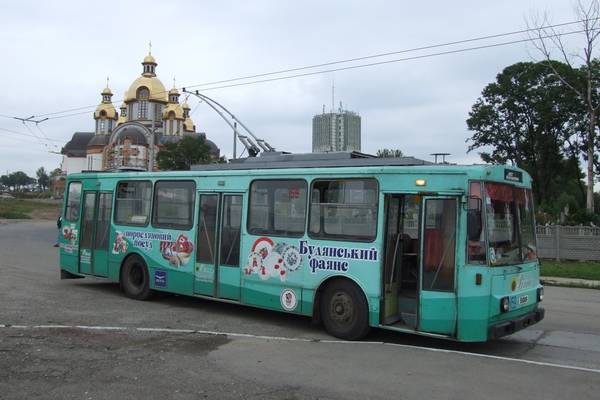 Ehemaliger Eberswalder Obus Nr. 02(IV) vom tschechischem Typ ŠKODA 14 Tr03 in Iwano-Frankowsk/UA mit der Wagen-Nr.159