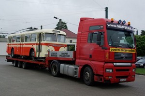 Ostravaer Obus 29 vom tschechischen Typ ŠKODA 8 Tr in Eberswalde eingetroffen