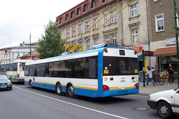 Erste Testfahrt mit dem Obus vom Typ SOLARIS/DPO/CEGELEC 15 AC im Eberswalder Obus-Netz