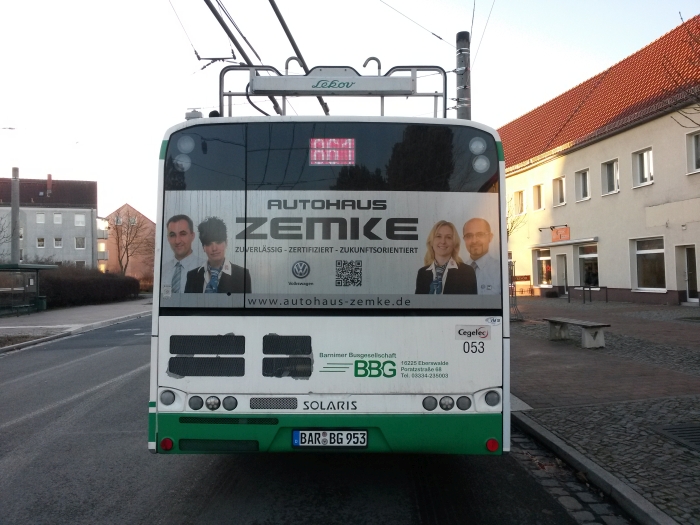 Gelenkobus Nr. 053 vom polnischen
Typ Solaris Trollino 18 AC