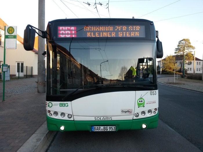 Gelenkobus Nr. 053 vom polnischen
Typ Solaris Trollino 18 AC