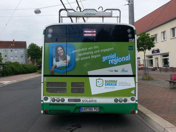 Gelenkobus Nr. 058 vom polnischen
Typ Solaris Trollino 18 AC