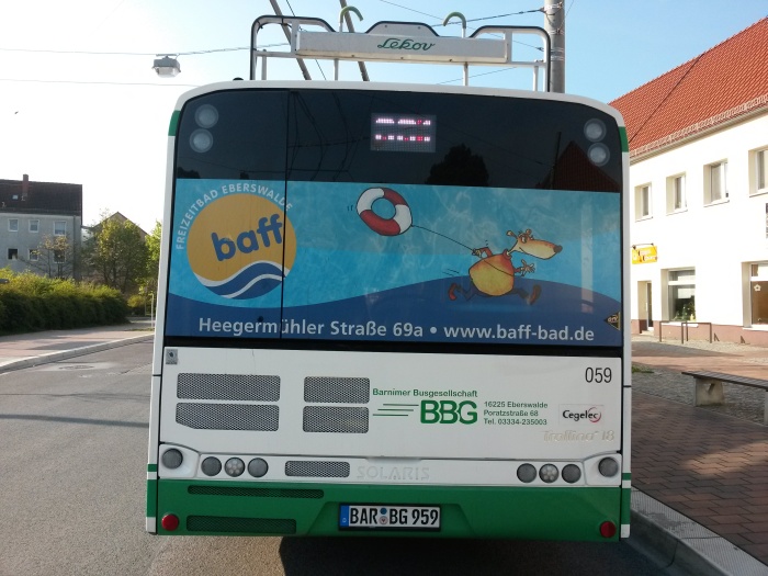 Gelenkobus Nr. 059 vom polnischen
Typ Solaris Trollino 18 AC