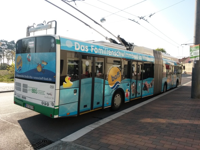 Gelenkobus Nr. 059 vom polnischen
Typ Solaris Trollino 18 AC