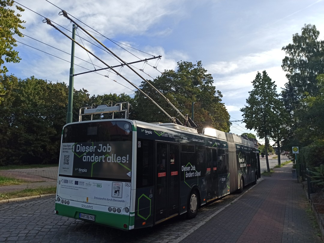 Gelenkobus Nr. 063 vom polnischen
Typ Solaris Trollino 18 AC