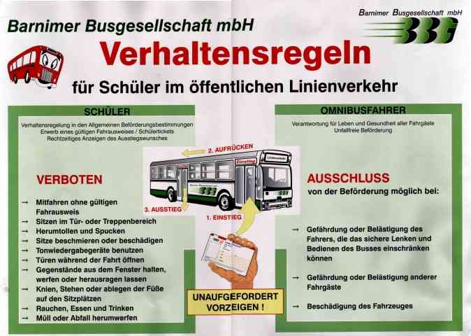 Verhaltensregeln im Schülerverkehr