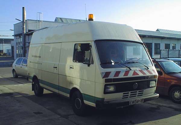 Wartungsfahrzeug für Haltestellen vom deutschen Typ VW LT 35 auf dem Betriebshof
Eberswalde/Nordend
